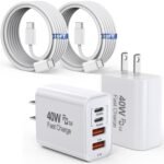 10FT iPhone 17 16 15 Pro Charger,2Pack 10Foot USB C to C Woven Cable Cord 40W USB C Apple Charger 4 Port PD&AC Charge Block Fast Charging for iPhone 17 Air/17 16 15 Pro Max/16e/16 Plus/15/15 Pro/iPad - Image 2