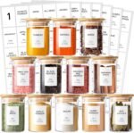 12 Pcs Glass Spice Jars with Bamboo Airtight Lids & 201 Labels - 8oz Small Empty Food Storage Containers for Kitchen, Seasonings, Herbs, Salt - Image 2