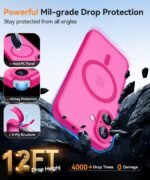 CANSHN Magnetic for iPhone 16 Case, Upgraded [Full Camera Protection] [Compatible with Magsafe] [Translucent Matte] Shockproof Protective Phone Case for iPhone 16 - Hot Pink - Image 3