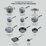 T-Fal Ultimate Hard Anodized Nonstick Cookware Set 17 Piece, Nonstick Pots and Pans Set with Fry Pan, Saucepans, Saute-Pan, Griddle, Dishwasher Safe, Black - Image 3