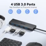 Acer USB Hub 4 Ports, Multiple USB 3.0 Hub, USBA Splitter for Laptop with Type C Power Port, Extender for A Port Laptop, PC, Desktop and More (2ft) - Image 3