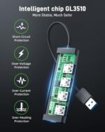 Acer USB Hub 4 Ports, Multiple USB 3.0 Hub, USBA Splitter for Laptop with Type C Power Port, Extender for A Port Laptop, PC, Desktop and More (2ft) - Image 4