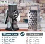 Rotary Cheese Grater with Handle Kitchen Shredder Slicer Grater Slicer Ice Shaver Cheese Vegetable Nuts Potato Zucchini Chocolate 3 Interchangeable Blades (GreyBlue) - Image 3