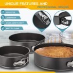 HIWARE Springform Pan Set of 3 Non-stick Leakproof Round Cake Pan Set Includes 3 Pieces 6" 8" 10" - Image 3