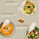 Umite Chef Kitchen Cooking Utensils Set, 33 pcs Non-Stick Silicone Cooking Kitchen Utensils Spatula Set with Holder, Wooden Handle Silicone Kitchen Gadgets Utensil Set (Khaki) - Image 3