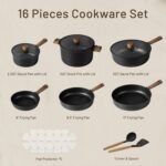 CAROTE Nonstick Pots and Pans, Induction Titanium Cookware Set 16pcs Kitchen Cooking Sets, Pot and Pan Non Stick w/Frying pan (PFOS, PFOA Free) - Image 3