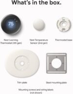 Google Nest Learning Thermostat (4th Gen, 2024) with Nest Temperature Sensor - Energy Saving Smart Thermostat - Compatible with Alexa, Apple HomeKit and Google Home App - Polished Gold - Image 3