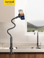 Lamicall Gooseneck Phone Holder for Bed - Cell Phone Mount Clamp Clip, Flexible Long Arm, Overhead Mount for Desk Headboard Bedside, for iPhone Air 17 Pro Max, 16 Pro Max, 15, 14 & 4-7" Phone - Image 3