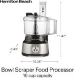 Hamilton Beach Food Processor & Vegetable Chopper for Slicing, Shredding, Mincing, and Puree, 10 Cups + Easy Clean Bowl Scraper, Black and Stainless Steel (70730) - Image 4