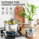 MICHELANGELO Stainless Steel Saucepan Set with Lids 1QT & 2QT & 3QT, Stainless Steel Sauce Pot Set 6pcs, Induction Saucepans, Nonstick Sauce Pan Set, Dishwasher Safe - Image 3