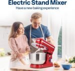 VIVOHOME 4.75 Quart Stand Mixer, 8 Speed Kitchen Electric Food Mixer, Household Stand Mixer for Baking, Cake, Bread with Beater, Dough Hook, Wire Whip and Egg Separator, Red - Image 3