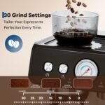 IDEALHOUSE IDEAHOUSE Professional Espresso Machine with Grinder - 20 Bar Pressure & 2.8l Removable Tank, Milk Frother for Latte/Cappuccino，Home/Office Use, Black - Image 4