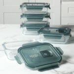 Martha Stewart Shadowbrook 5-Piece Borosilicate Glass Storage Container Set – Airtight Locking Lids, 21.6 oz Meal Prep, Leftover & Lunch Containers, Microwave, Oven & Dishwasher Safe - Image 4