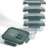 Martha Stewart Shadowbrook 5-Piece Borosilicate Glass Storage Container Set – Airtight Locking Lids, 21.6 oz Meal Prep, Leftover & Lunch Containers, Microwave, Oven & Dishwasher Safe - Image 5