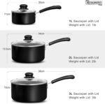 MICHELANGELO Nonstick Saucepan with Lid, Ceramic Sauce Pan Sets, Easy to Clean Sauce Pans, Multi-Purpose Cooking Pots, 1QT & 2QT & 3QT, Black - Image 5