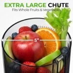 Zulay Kitchen Cold Press Juicer Machine with 5" Wide Feed Chute, Slow Masticating Juicer for Whole Fruits & Vegetables, Easy to Clean, Stainless Steel Blades, High Juice Yield - Black - Image 3