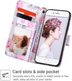 ULAK for iPhone SE 3(2022)/SE(2020)/8/7 Wallet Case with Card Holder, Premium Floral PU Leather Flip Case with Kickstand Card Slots,Wrist Strap, Durable Shockproof Cover 4.7 Inch(Rose Gold) - Image 3