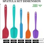 HOTEC Heat Resistant 600℉ Food Grade Silicone Rubber Spatula Set for Baking, Cooking, and Mixing Non Stick Dishwasher Safe BPA-Free Multicolor Set of 5 - Image 3
