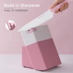 Astercook Knife Set, 14 Pieces Kitchen Knives Set with Healthy Anti-Rust Coating, Stainless Steel Knife Sets with Built-in Sharpener, Sharp & Rust Resistant Dishwasher Safe Pink - Image 3