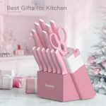 Astercook Knife Set, 14 Pieces Kitchen Knives Set with Healthy Anti-Rust Coating, Stainless Steel Knife Sets with Built-in Sharpener, Sharp & Rust Resistant Dishwasher Safe Pink - Image 5