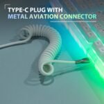 EPOMAKER Mix 1.8m Coiled Keyboard Cable, USB C to USB A TPU Cable for Mechanical Gaming Keyboard, with Detachable Metal Aviator for Custom Keyboard, White - Image 3