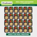Freshware Meal Prep Containers [15 Pack] 2 Compartment with Lids, Food Storage Containers, Bento Box, BPA Free, Stackable, Microwave/Dishwasher/Freezer Safe (28 oz), Black - Image 4