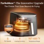 Cosori 9-in-1 TurboBlaze Air Fryer 6 Qt, Premium Ceramic Coating, 90°–450°F, Precise Heating for Even Results, Air Fry, Roast, Bake, Broil, Dry, Frozen, Proof, Reheat, Keep Warm, 120V, Dark Gray - Image 3