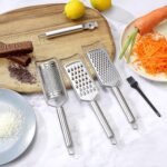 Tongjude Stainless Steel Cheese Grater Set, Set of 5 Kitchen Grater & Peeler & Slicer, Lemon Zester with Cleaning Brush for Vegetable, Fruit, Chocolate - Image 3