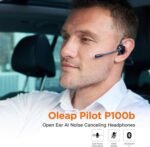 oleap Upgraded Open Ear Headphones with Mic,Business Wireless Headsets for Work Noise Cancelling headsets for Home Office, Mobile Office, Meetings and Calls,Trucker Headphones (Grey) - Image 3