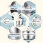 Kitchen in the box Stand Mixer,3.2Qt Small Electric Food Mixer,6 Speeds Portable Lightweight Kitchen Mixer for Daily Use with Egg Whisk,Dough Hook,Flat Beater (Blue) - Image 4