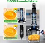 Turelar Immersion Blender Handheld Corded Hand Blenders Set 1100W, Trigger Variable Speed 5 in 1 Stick Emulsifier with Chopper, Whisk and Frother for Soup, Baby Food and Smoothies - Image 3