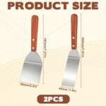 Small Metal Spatula Set - 2Pcs Small Brownie Cookie Spatula Stainless Steel Spatula with Wooden Handle for Cake Cookie Desserts Baking Kitchen Cooking Chef Baking Scraper - Image 3