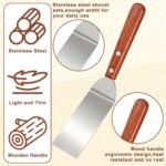 Small Metal Spatula Set - 2Pcs Small Brownie Cookie Spatula Stainless Steel Spatula with Wooden Handle for Cake Cookie Desserts Baking Kitchen Cooking Chef Baking Scraper - Image 4