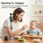 MegaWise Stainless Steel Titanium Reinforced 3-in-1 Immersion Hand Blender, Powerful with 80% Sharper Blades, 12-Speed Corded Blender, Including Whisk and Milk Frother (3-in 1 Black) - Image 3