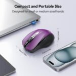 TECKNET Wireless Mouse, 2.4G Ergonomic Optical Mouse, Computer Mouse for Laptop, PC, Computer, Chromebook, Notebook, 6 Buttons, 24 Months Battery Life, 2600 DPI, 5 Adjustment Levels - Purple - Image 3