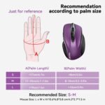 TECKNET Wireless Mouse, 2.4G Ergonomic Optical Mouse, Computer Mouse for Laptop, PC, Computer, Chromebook, Notebook, 6 Buttons, 24 Months Battery Life, 2600 DPI, 5 Adjustment Levels - Purple - Image 4