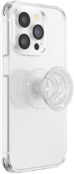 PopSockets Translucent Phone Grip with Expanding Kickstand, PopSockets for Phone, Adhesive Grip, Translucent PopGrip - Clear Glitter Silver - Image 3