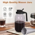 Cold Brew Coffee Maker,64 oz Mason Jar Pitcher with Stainless Steel Filter, Pour Spout Handle Lid, Heavy Duty Glass Airtight & Leak-Proof for Iced Coffee,Tea & Lemonade - Image 3