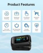 Fingertip Pulse Oximeter HealthTree Blood Oxygen Monitor Pulse Ox, Heart Rate monitor and Spo2 Reading Oxygen Meter Included Lanyard and AAA Batteries - Image 3