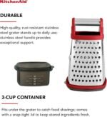 KitchenAid Gourmet 4-Sided Stainless Steel Box Grater with Detachable Storage Container - Image 4