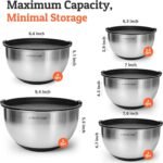 Priority Chef Premium Mixing Bowls With Lids Set, Airtight Lids, Thicker Stainless Steel, Non-Slip Base, 5 Nesting Steel Bowls for Kitchen, Large Prep Metal Bowl Set 1.5/2/3/4/5 Qt, Black - Image 4