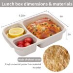 buluker 4 Pack Bento Lunch Box Set 3 Compartment Food Storage Containers Wheat Straw Meal Prep Lunch Box Plastic Food Storage Containers, Microwave and Dishwasher Safe (light colour) - Image 3