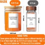 GPOVVIMX 12 Pcs Glass Spice Jars with Bamboo Airtight Lids and 191 Labels - 8.5oz Small Food Storage Containers for Kitchen, Seasoning, Coffee, Herb - Spoon and Marker Included - Image 3