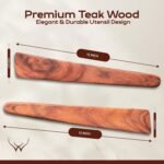 12 Inch Wooden Spatula for Cooking Set of 2 Pcs, Natural Teak Spatula - Non-Stick, Long Handle - Image 3