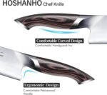 HOSHANHO Kitchen Knife in Japanese High Carbon Steel, Professional High-Class Chef's Knife 8 inch, Non-slip Ultra Sharp Cooking Knives with Ergonomic Handle - Image 4