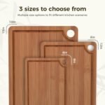 Bamboo Cutting Board for Kitchen Meal Prep & Serving, 3-Piece Wooden Set with Juice Grooves, Side Handles, Non-Slip Mats – Ideal for Meat, Veggies, Fruit – Ideal Gift for the Home - Image 3