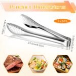 Hpmjz 12 Pack Stainless Steel Silver Buffet Utensils Buffet Serving Tongs 9 Inch Mini Kitchen Tongs for Tea Coffee Bar Appetizers Salad Wedding Party Banquet Gathering - Image 3