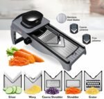GINSU Stainless Steel Mandoline Slicer – Adjustable Food Slicer 14x6x3in, Precision Vegetable Cutter with Safety Guard, Non-Slip Base & Easy Clean Design - Image 4