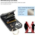 Folosu Wallet Case with Card Holder for iPhone 17, Hand Wrist Strap Loop Holder Kickstand, RFID Blocking Finger Grip Ring PU Leather Double Buttons Shockproof Cover 6.3" Black - Image 5