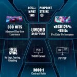 SANSUI 34-Inch Curved Gaming Monitor UWQHD 3440 x 1440 Up to 165Hz Curved 1500R - PIP/PBP, 1ms(MPRT), HDR, 300nits, sRGB 125%, DCI-P3 95%,FreeSync,HDMIx2,DP1.4 x2 (DP Cable Included) - Image 3